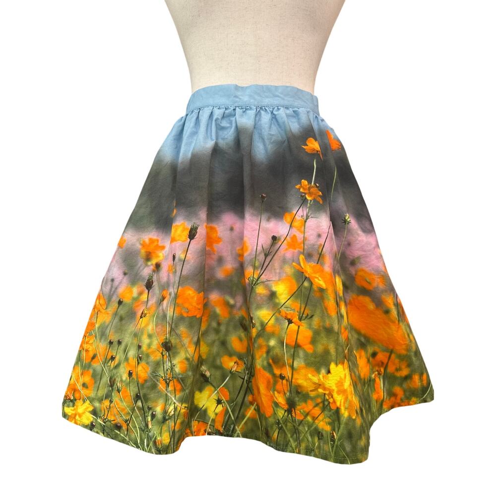 ModCloth Blue and Orange Floral Mini Skirt